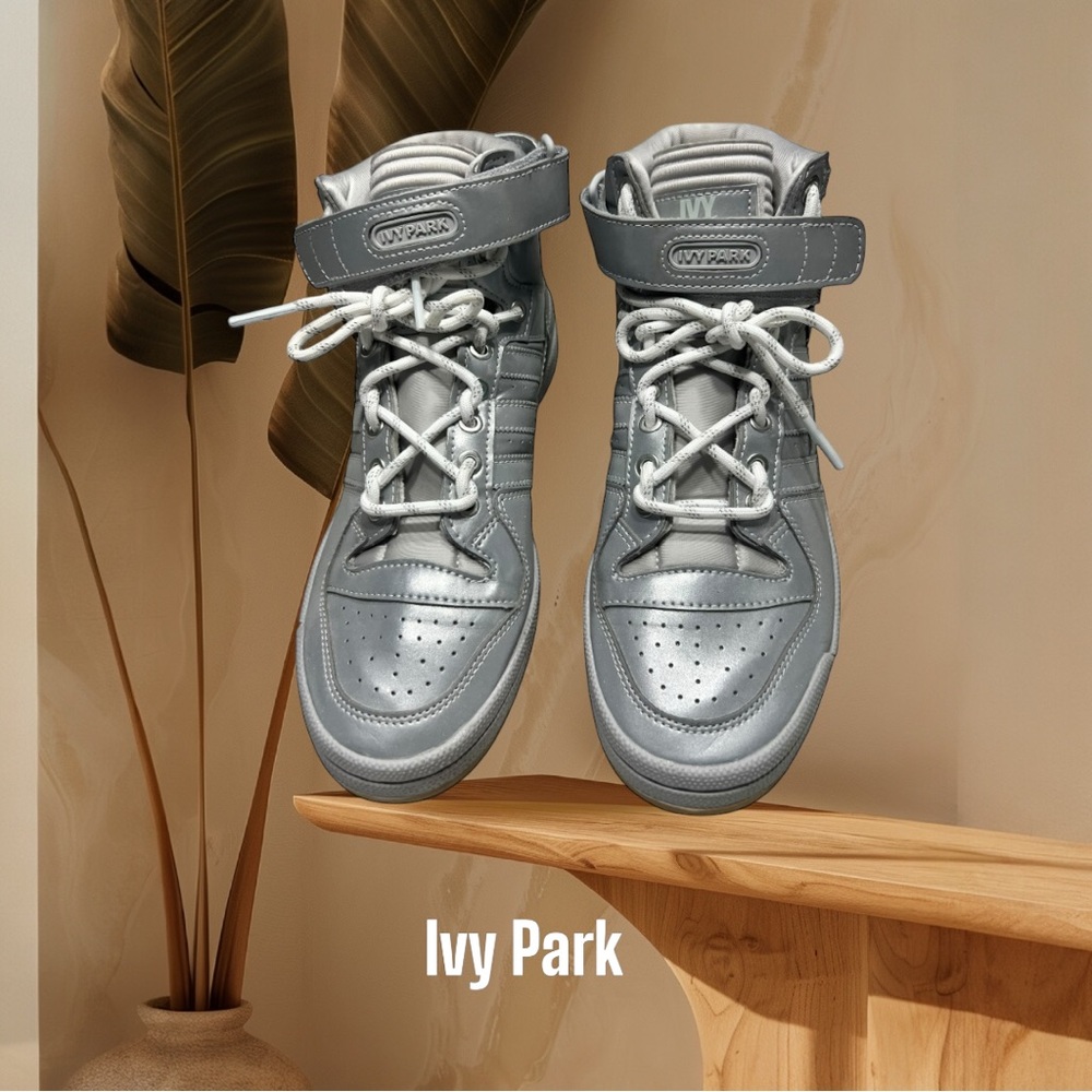 Adidas Ivy Park x Forum Mid Icy park silver metallic unisex shoes NWOT